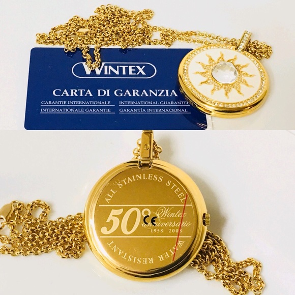 Wintex Milano Enamel Crystal Quartz Necklace Watch - Picture 6 of 8